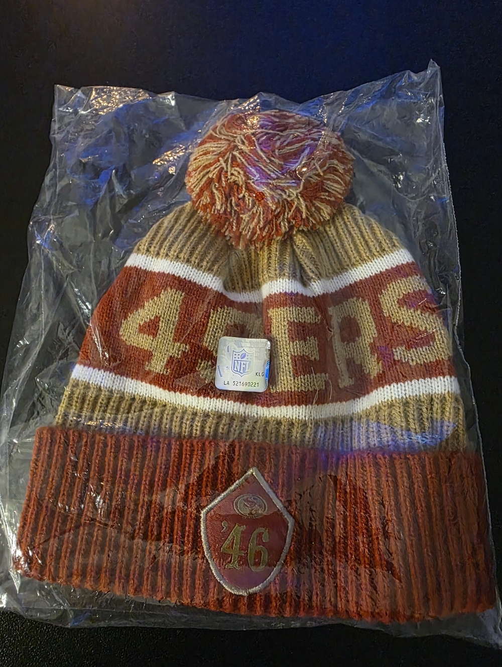New In Package San Francisco 49ers Commemorative ‘46 Knit Beanie With POM